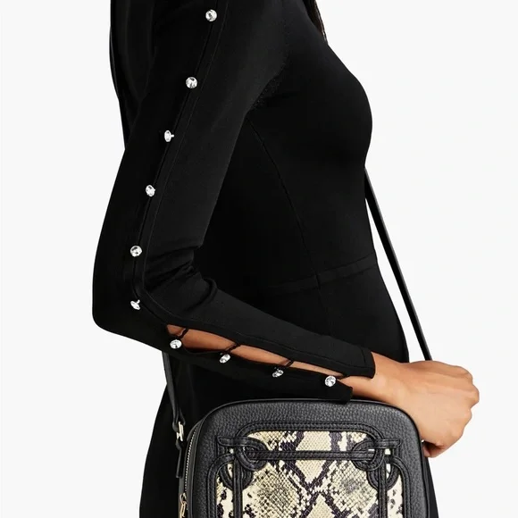 COPY - NWT $371 LOVE MOSCHINO Snake-print textured-leather shoulder bag